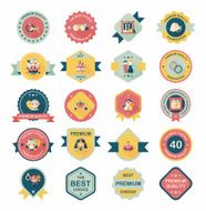 Wedding badge banner flat design background set eps10 N32