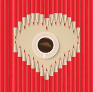 cup of coffee in heart shape out pencils