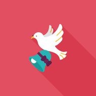 wedding bird flat icon with long shadow eps10 N36
