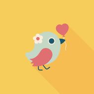 wedding bird flat icon with long shadow eps10 N45