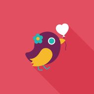 wedding bird flat icon with long shadow eps10 N48