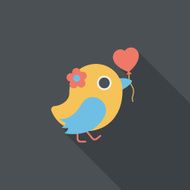 wedding bird flat icon with long shadow eps10 N51