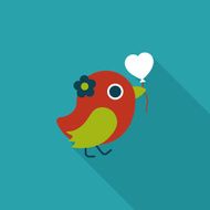 wedding bird flat icon with long shadow eps10 N54