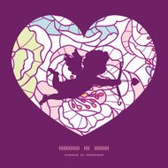 Vector colorful line art flowers shooting cupid silhouette frame pattern