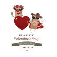 Couple of funny valentine cats Zorro cat and his girlffriend