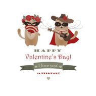 Couple of funny valentine cats Zorro cat and his girlffriend N2