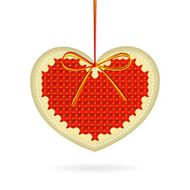 Embroidered heart on thread