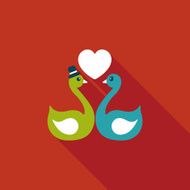 wedding swan flat icon with long shadow eps10 N6