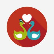 wedding swan flat icon with long shadow eps10 N7