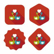 wedding swan flat icon with long shadow eps10 N8