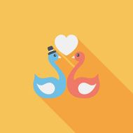 wedding swan flat icon with long shadow eps10 N9