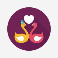 wedding swan flat icon with long shadow eps10 N13