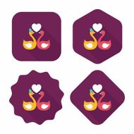 wedding swan flat icon with long shadow eps10 N14