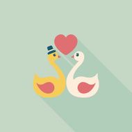wedding swan flat icon with long shadow eps10 N15