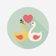 wedding swan flat icon with long shadow eps10 N16