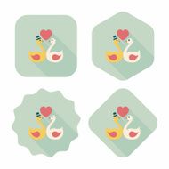 wedding swan flat icon with long shadow eps10 N17