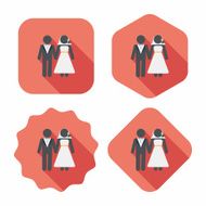 wedding couple flat icon with long shadow eps10 N149