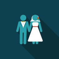 wedding couple flat icon with long shadow eps10 N150