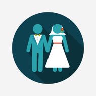 wedding couple flat icon with long shadow eps10 N151