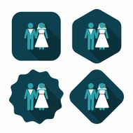 wedding couple flat icon with long shadow eps10 N152