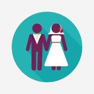 wedding couple flat icon with long shadow eps10 N153