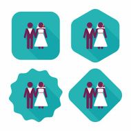 wedding couple flat icon with long shadow eps10 N154