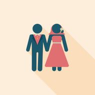 wedding couple flat icon with long shadow eps10 N155