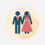 wedding couple flat icon with long shadow eps10 N156