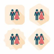 wedding couple flat icon with long shadow eps10 N157