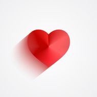 Valentine red heart flat long shadow design