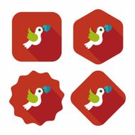 wedding bird flat icon with long shadow eps10 N59