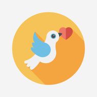 wedding bird flat icon with long shadow eps10 N61
