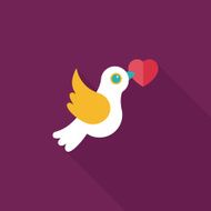 wedding bird flat icon with long shadow eps10 N63