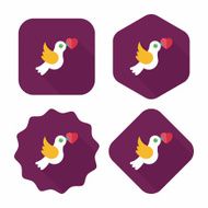 wedding bird flat icon with long shadow eps10 N65