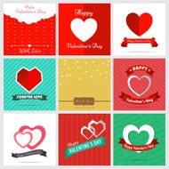 Set of nine style happy Valentine Card Design