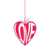 Heart shape hang tag with word love