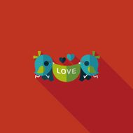 wedding bird flat icon with long shadow eps10 N78