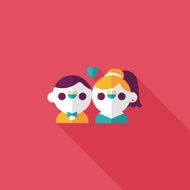 wedding couple flat icon with long shadow eps10 N173