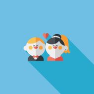 wedding couple flat icon with long shadow eps10 N176