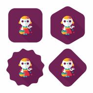 wedding flower girl flat icon with long shadow eps10 N29
