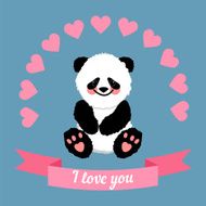 Illustration drawn by animal panda declaration of love