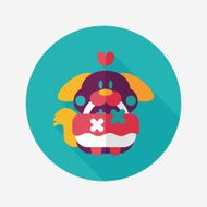 wedding flower dog flat icon with long shadow eps10 N10