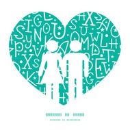 Vector white on green alphabet letters couple in love silhouettes