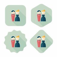 wedding couple flat icon with long shadow eps10 N204