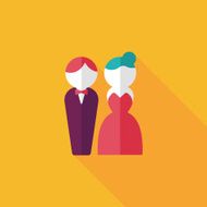 wedding couple flat icon with long shadow eps10 N205