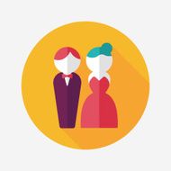 wedding couple flat icon with long shadow eps10 N206