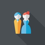 wedding couple flat icon with long shadow eps10 N208