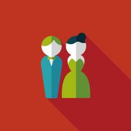 wedding couple flat icon with long shadow eps10 N211