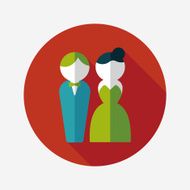 wedding couple flat icon with long shadow eps10 N212