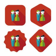 wedding couple flat icon with long shadow eps10 N213